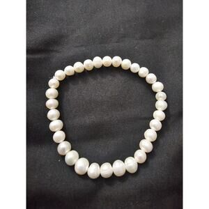 8in FRESHWATER REAL Pearls- 6.6mm Beaded Bracelet Round Baroque shape